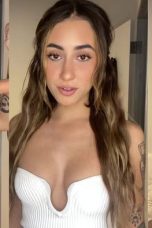 Jenawolfy Sucks A Wall Mounted Dildo With Tits Out